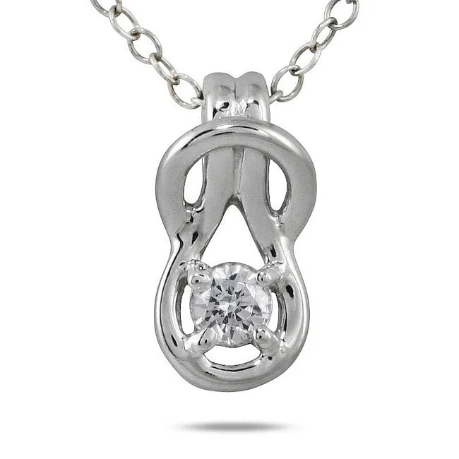 Mystic eye necklaces-Marquee 10k White Gold 1/6ct TDW Diamond Solitaire Knot Necklace (I-J, I1-I2)