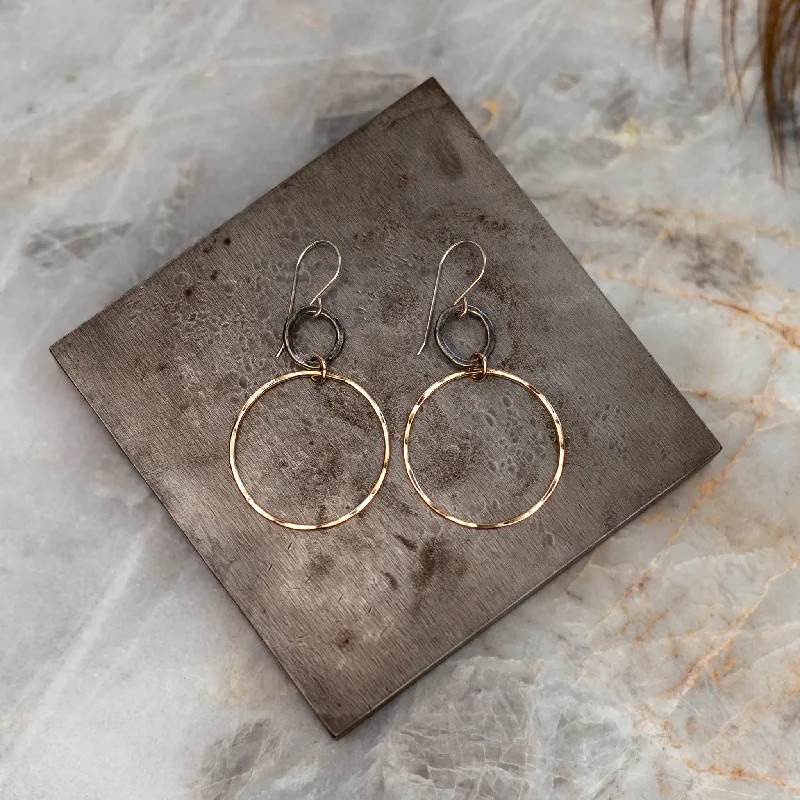 Layered gem earrings-Lane Mixed Metal Hoop Earrings