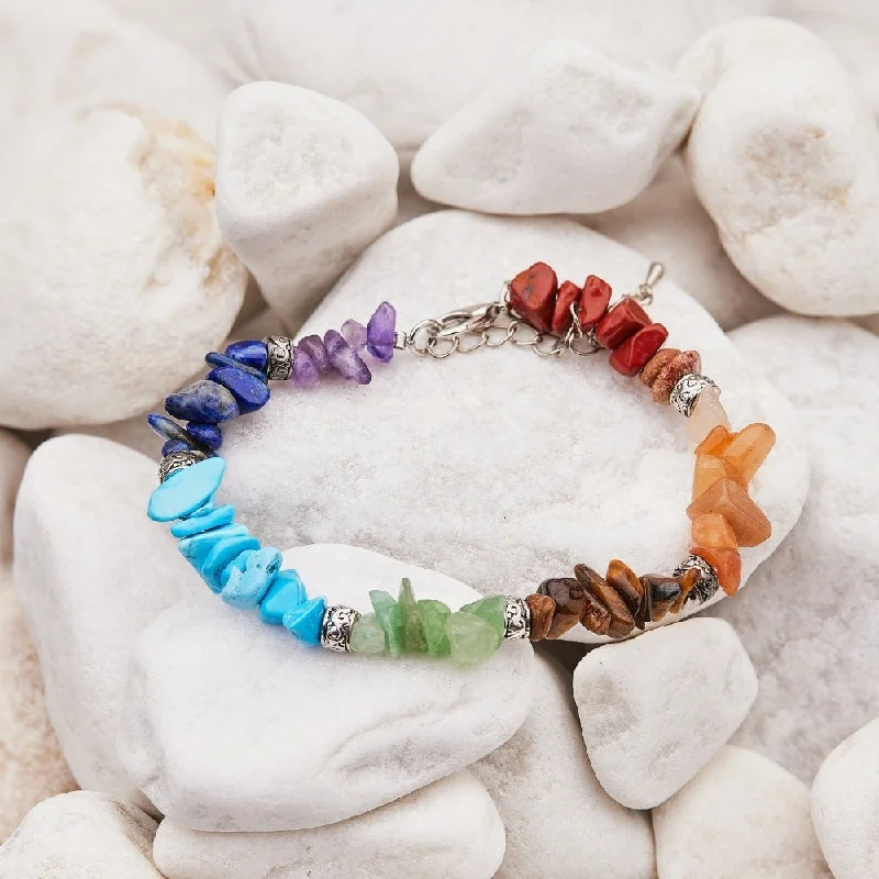 Silk wrap bangles-7 Chakra Gemstone Adjustable Bracelet