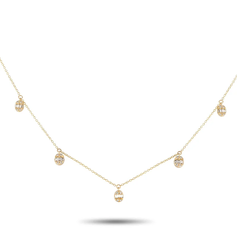 Quirky bead necklaces-Yellow Gold 0.35ct Diamond Station Necklace NK01595-Y Length 16 Inch