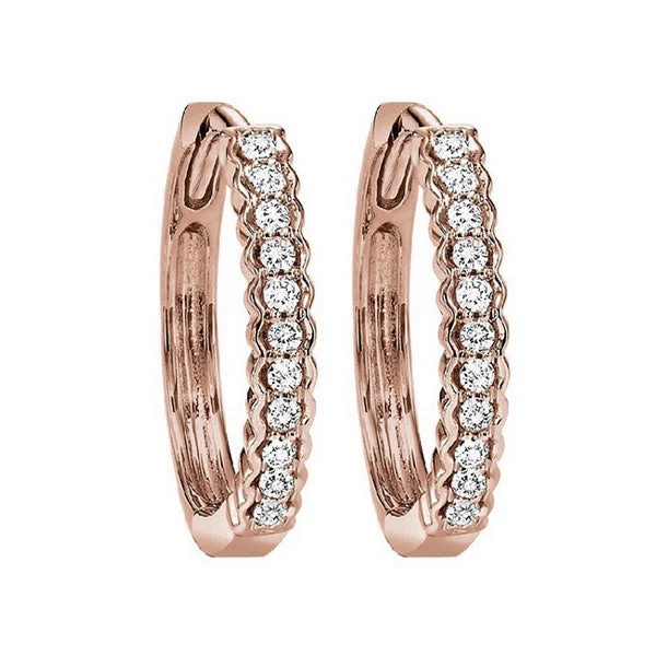 Light bead earrings-10KT ROSE GOLD DIAMOND (1/6CTW) EARRING