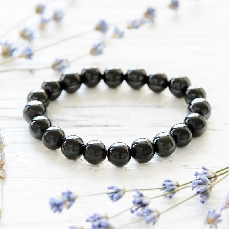 Bead trim bangles-Magnetic Hematite Bracelet