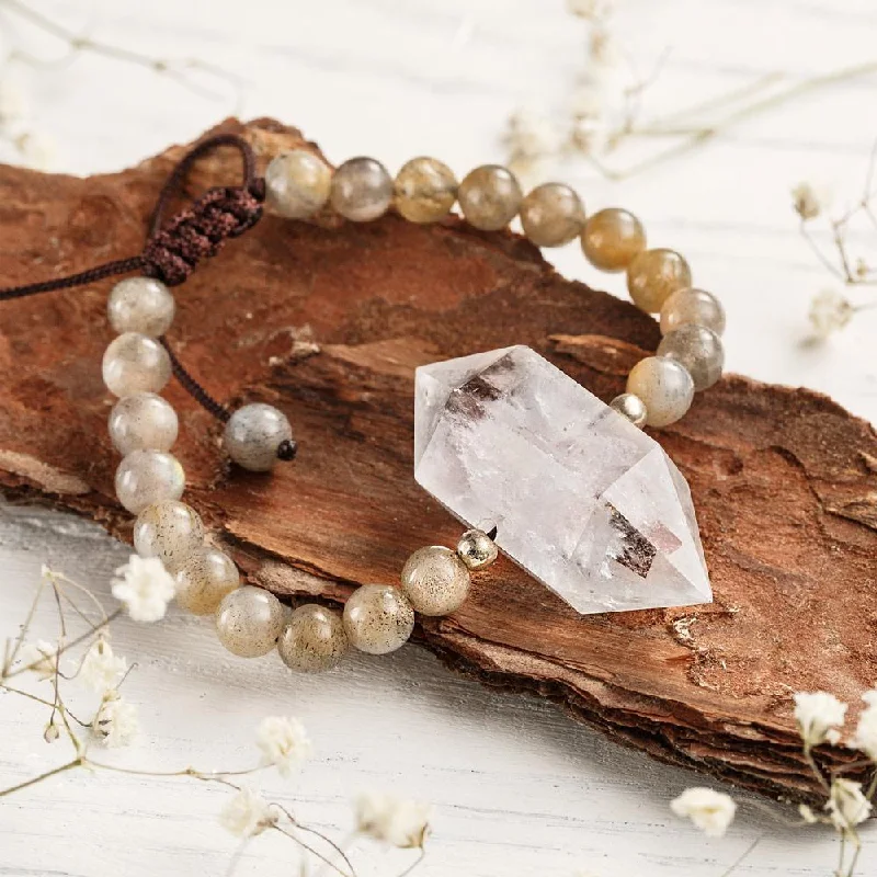 Sleek gem bangles-Clear Quartz Manifestation Bracelet