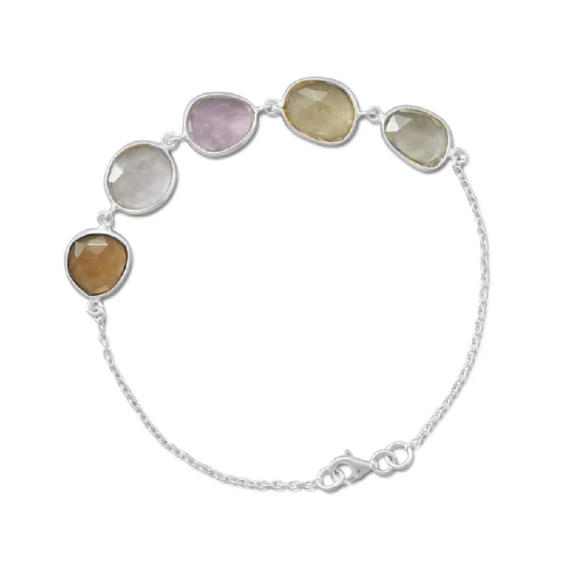 Luxe stone bangles-Multicolor Faceted Gemstone Bracelet