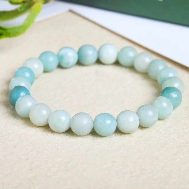 Shiny bead bangles-Amazonite Bead Bracelet