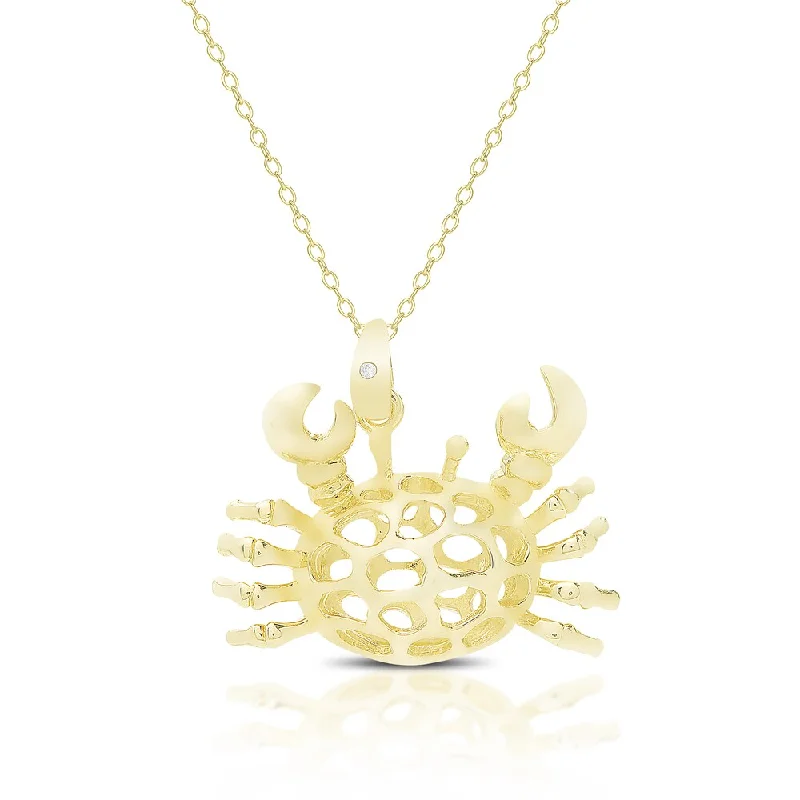 Bright stone necklaces-Finesque Gold Over Sterling Silver Diamond Accent Crab Necklace