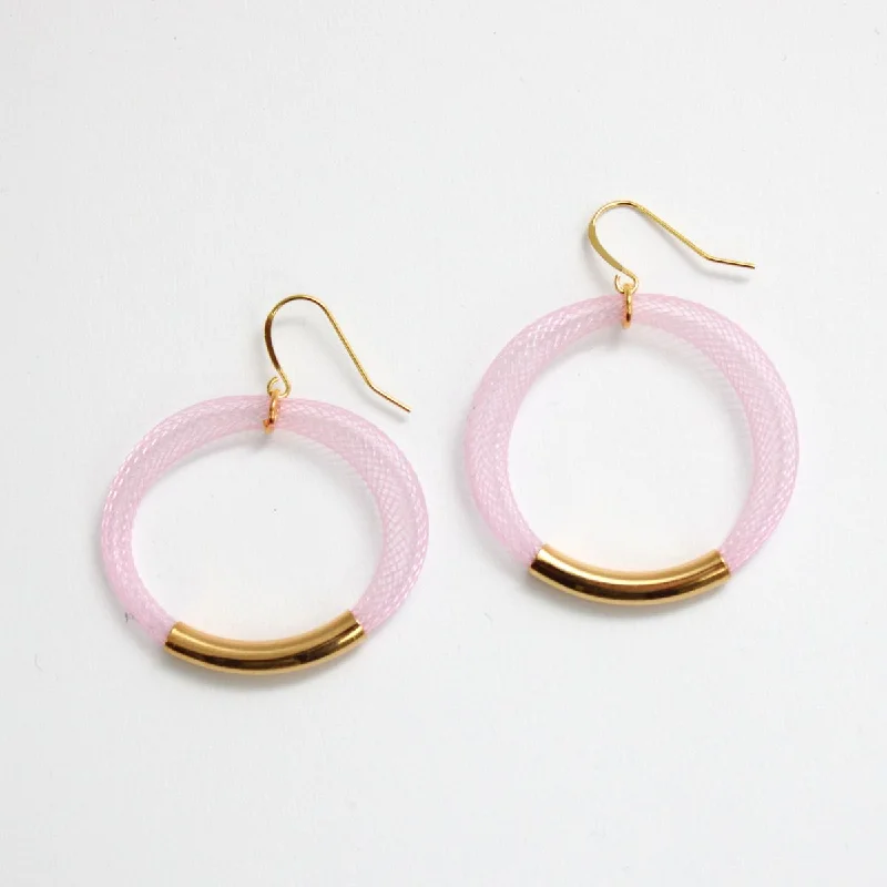 Thick stud earrings-Lavender Mesh Hoop Earring Gold