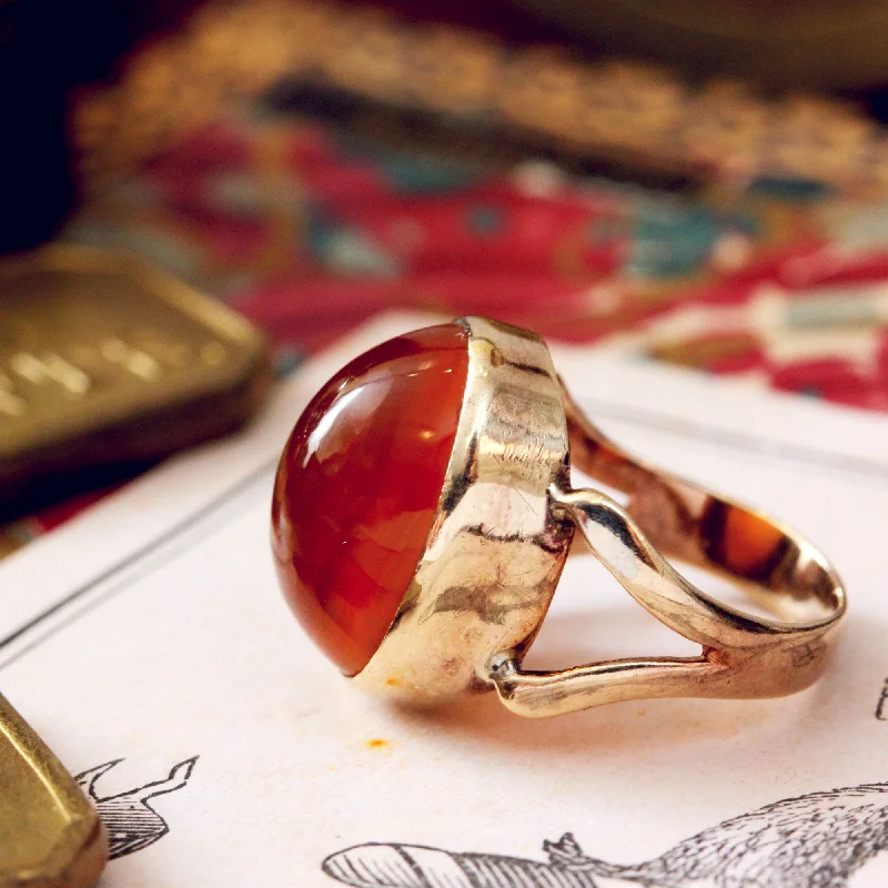 Small stack rings-Vintage 9ct Gold Carnelian Ring