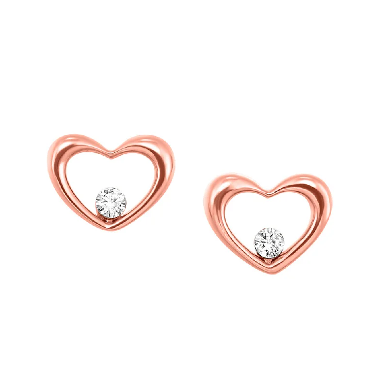 Trekker braid earrings-10KT ROSE GOLD DIAMOND (1/20 CTW) EARRING