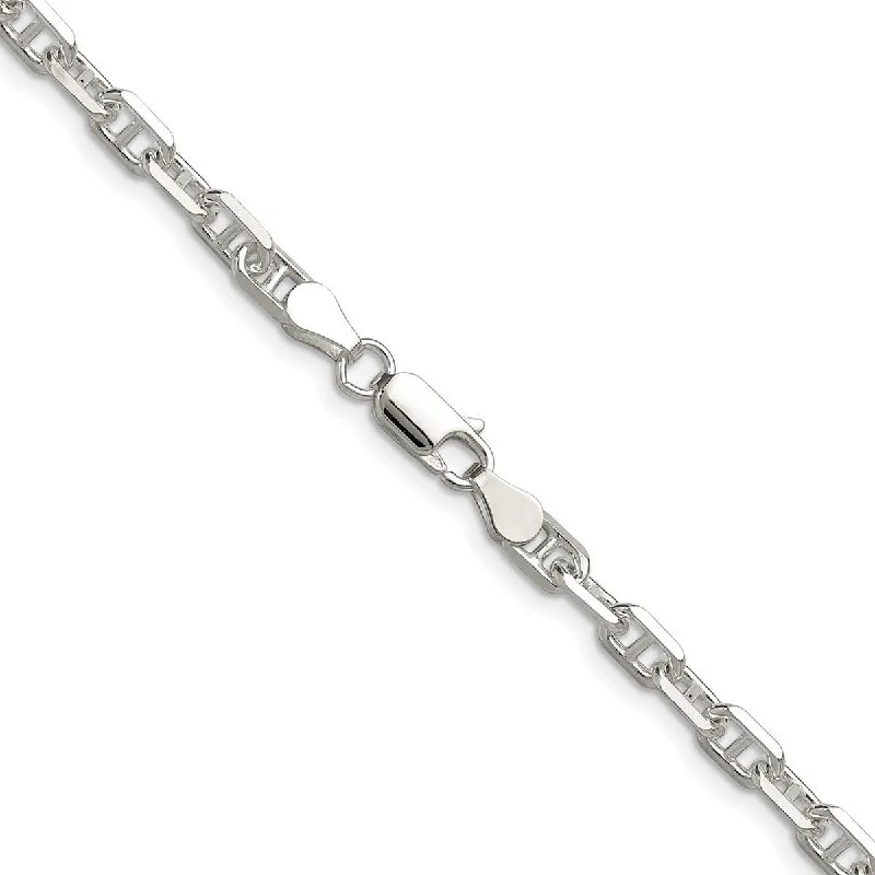 Bead weave necklaces-Curata 925 Sterling Silver 3-dimensional 4.75mm Anchor Mariner Chain Necklace for Men