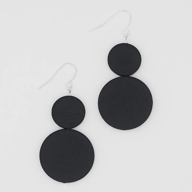 Smooth dangle earrings-Double Bead Sarah Earrings Black