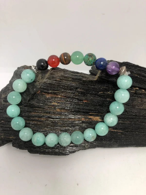 Beaded cluster bangles-Amazonite Chakra Stretchy Bracelet