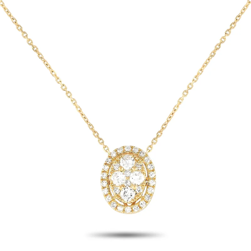 Tiered link necklaces-Yellow Gold 0.85ct Diamond Necklace ANK-14939-Y Length 16 Inch