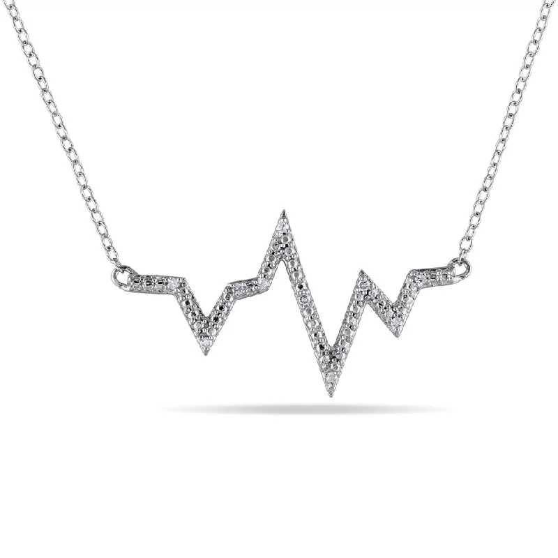 Retro deco necklaces-Miadora Sterling Silver Diamond Accent Heartbeat Necklace