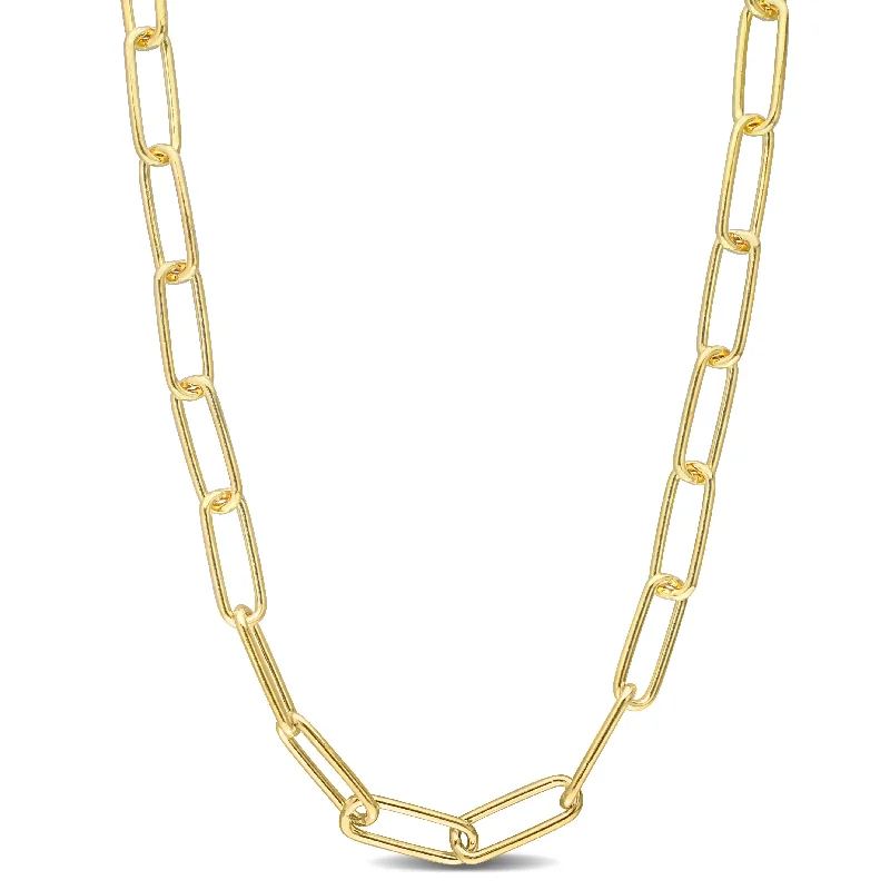 Oval shape necklaces-Miadora 18kt Yellow Gold Plated Sterling Silver Paperclip Necklace