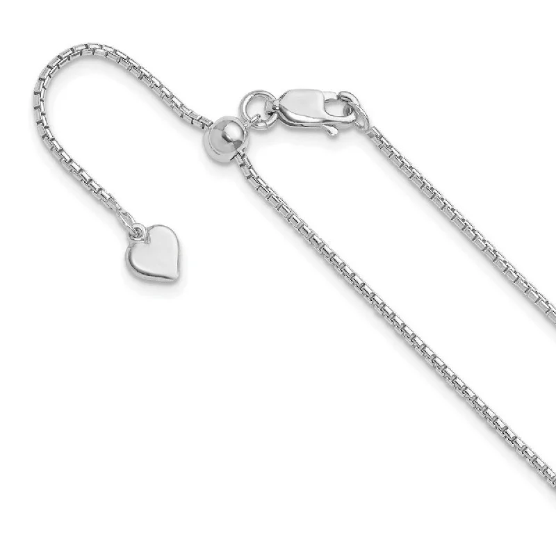 Wide bib necklaces-Curata 925 Sterling Silver Italian 22" Adjustable 1.25mm Round Box Chain Necklace