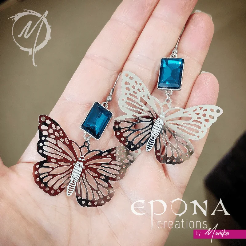 Solid hoop earrings-Shimmering Butterfly Earrings