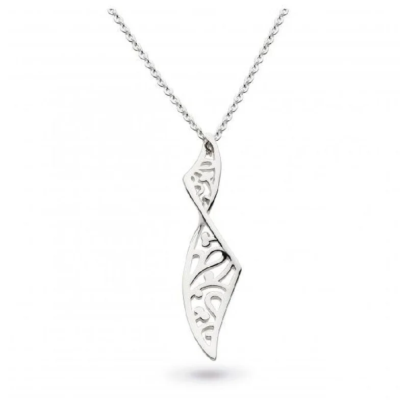 Fiber edge engagement rings-Silver Blossom Flourish Twist Necklace