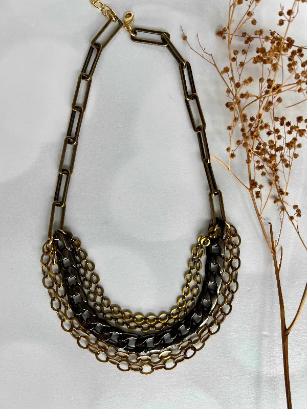 Polished gold necklaces-Multi Strand Chain Necklace