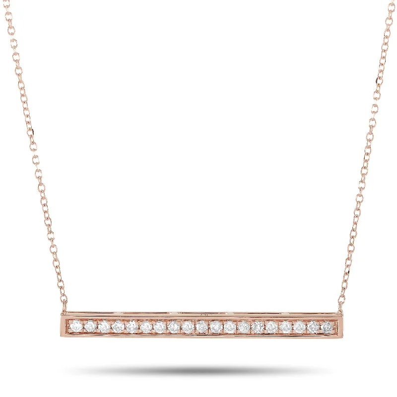 Bold bar necklaces-Rose Gold 0.25ct Diamond Bar Necklace ANK-15813R Length 15 Inch